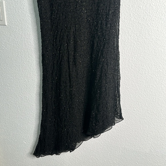 Vintage y2k black beaded Asymmetrical dress  siz M 90s goth witchy whimsigoth - Picture 6 of 9
